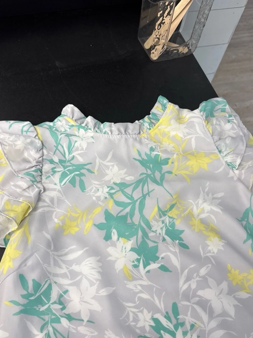 Floral Short-Sleeve Dress in Purple, Yellow & Teal